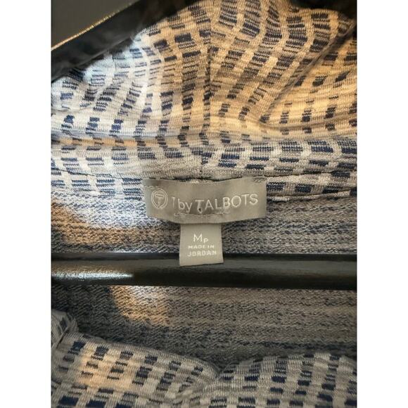 EUC T By Talbots Blue White Cowl Neck Pullover Petite Medium - Picture 5 of 6